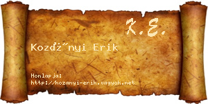 Kozányi Erik névjegykártya